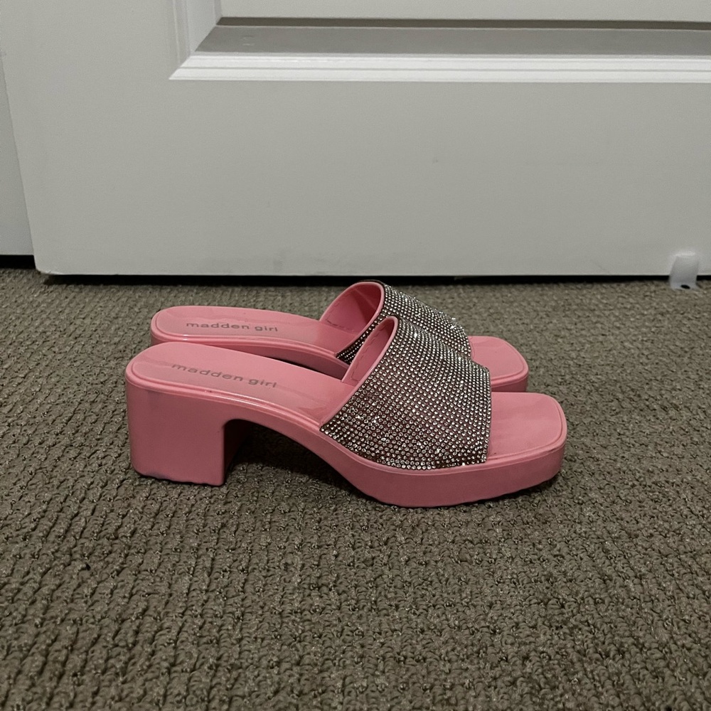 Pink Rhinestone Slide Sandals - Picture 3 of 4